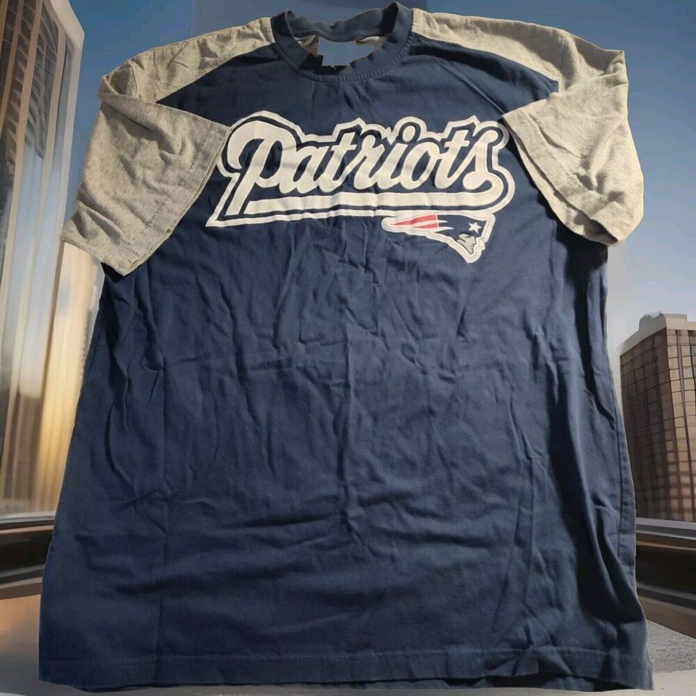Vintage 80s New England Patriots NFL Football Blue Rugby Shirt size XL 778